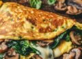 Omelette de espinaca y champignones