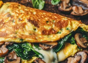 Omelette de espinaca y champignones