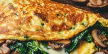 Omelette de espinaca y champignones