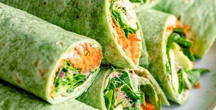 Wrap de espinaca con hummus